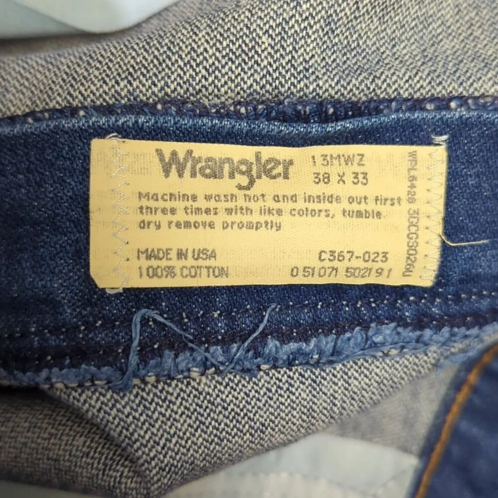 Wrangler VTG Jeans Men's 38x33 Fits 34x33 Blue 13MWZ Cowboy Cut Western USA Made